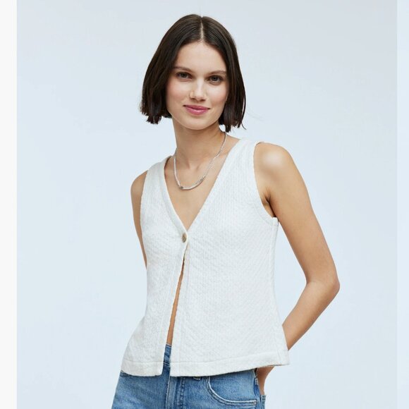 Madewell Tops - 🏷️NWT:  Madewell Pointelle Single-Button Vest in Beached Canvas Size Large